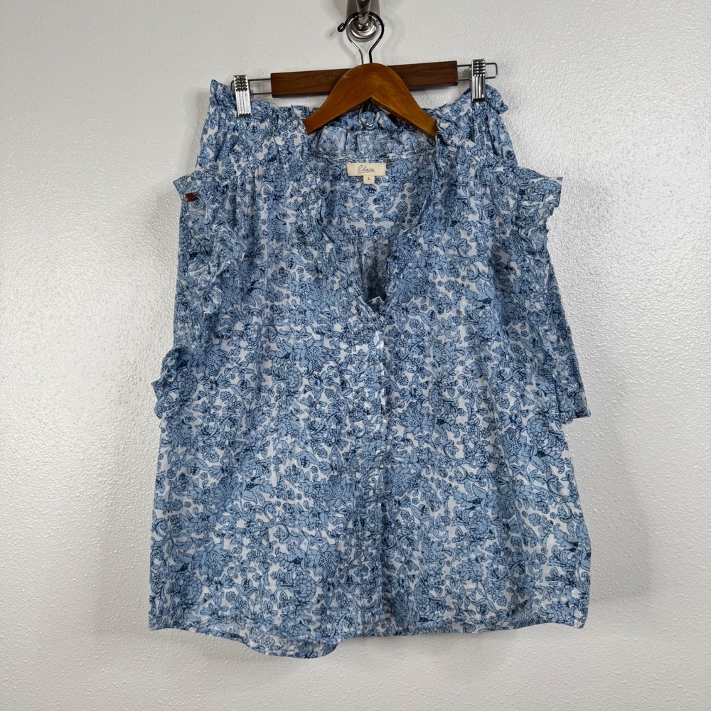 Elan Blue Floral Matching‎ Skirt Set Size Large